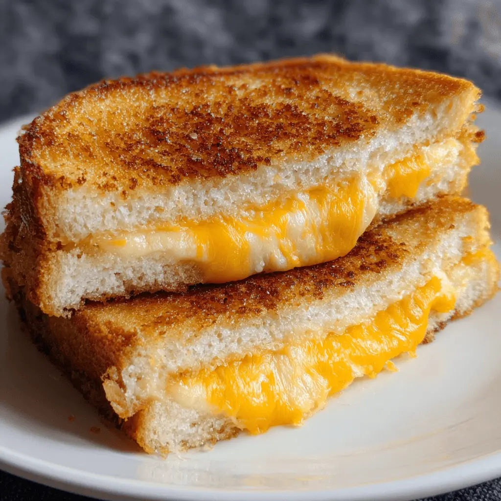 Golden brown air fryer grilled cheese sandwich, cut diagonally, with gooey melted cheese oozing out.