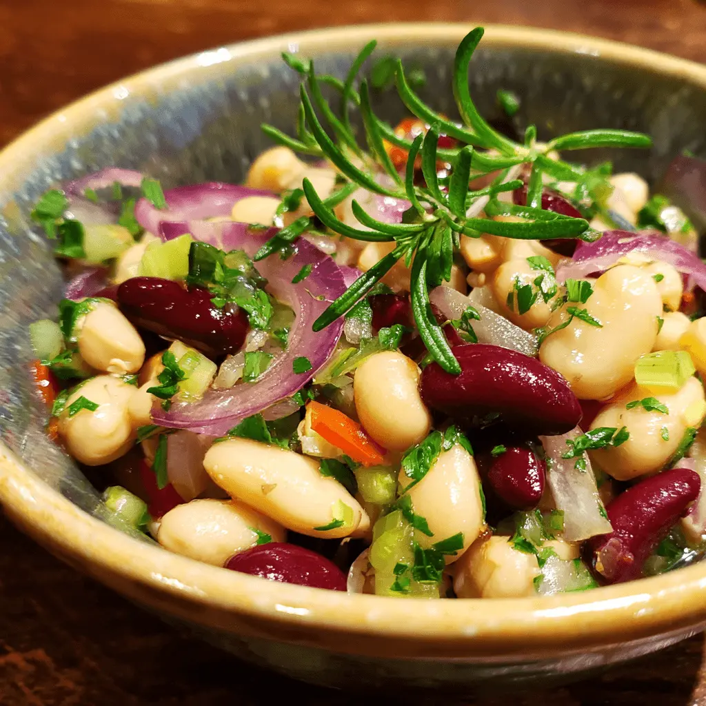 A stack of fluffy pancakes topped with banana slices, almonds, chia seeds, and maple syrup, served with a glass of orange juice.